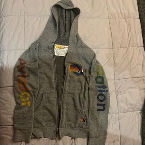 Aviator Nation kids size 14 gray hooded sweatshirt.